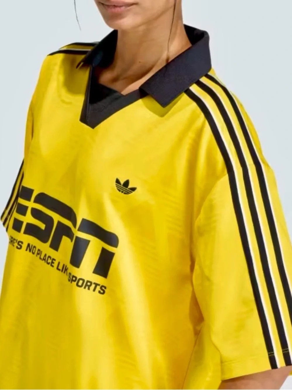 adidas FOOTBALL JERSEY SPONSOR Yellow and Black ESPN Graphic Soccer Jersey - Picture 3 of 8